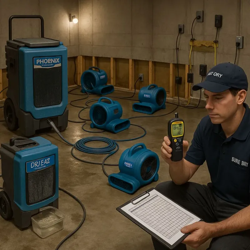 Structural Drying and Dehumidification process in Walden, TN